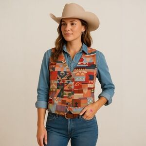 Vintage Southwestern Patchwork Vest - Cambridge Country Store - Boho - Rustic 8